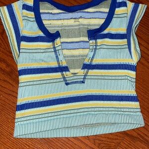 Urban Outfitters Kids Striped Tee in Blue, Yellow, and Gray